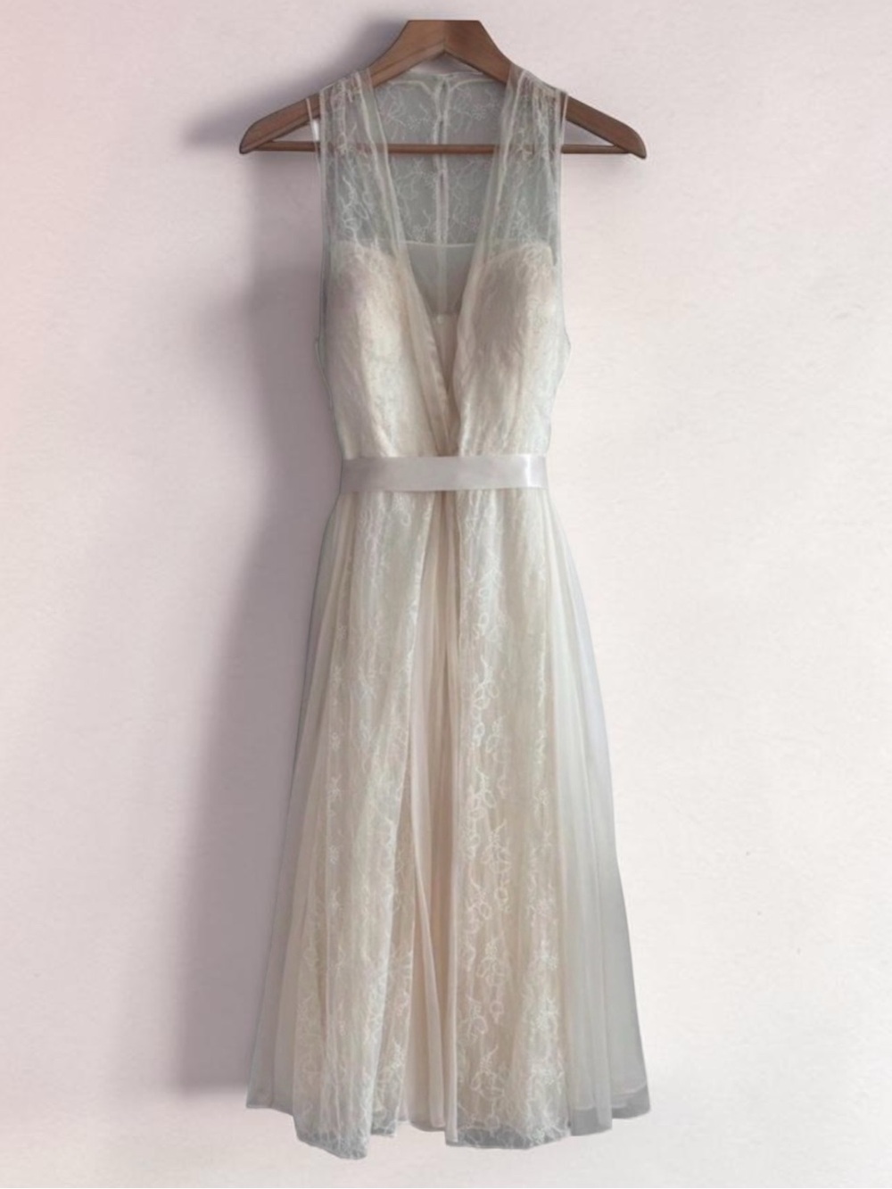 Rickie Freeman for Teri Jon Silk Cream Lace Event Dress Elegant Romantic SZ 10